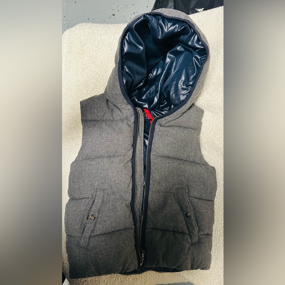 GAP Kids Puffer Vest Sz small 6/7 gray wool blend full zip